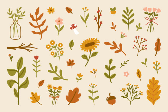 Autumn Leaves Flowers Elements Abstract: A Creative Seasonal Collection