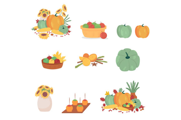 Autumnal Harvest Semi Vector Objects for Design