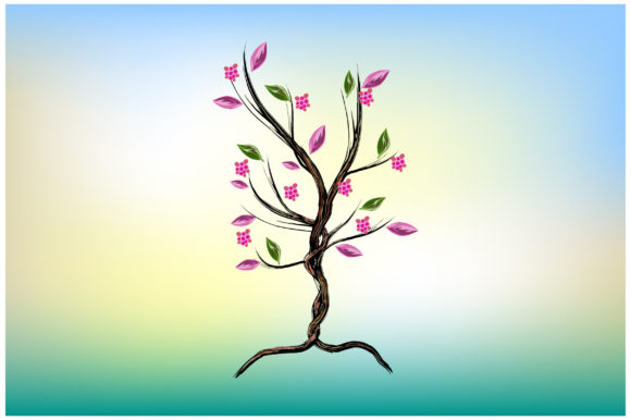 Beautiful Abstract Tree and Flowers Design Elements