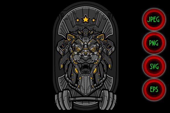 Black Gymnastic Fitness Mecha Lion Emble: A Fusion of Strength and Motion