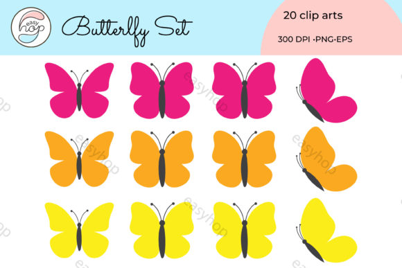 Butterfly Bright Color Pallet Clip Art for Creative Projects