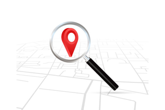 City Geo Map and Zoom Lens. Color Bright