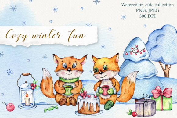 Cozy Winter Fun Watercolor Set for Creative Projects