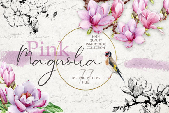 Discover the Elegance of the Pink Magnolia Watercolor Collection