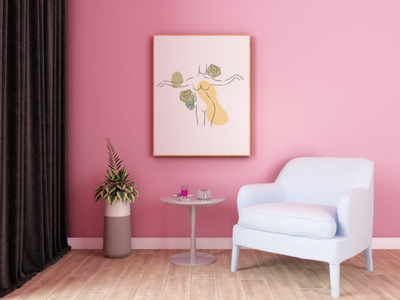 Drawing Woman and Flowers