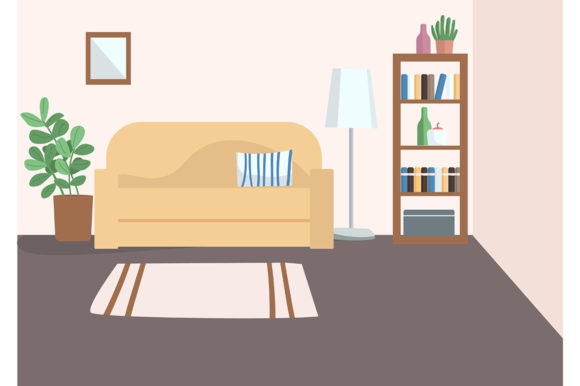 Empty Living Room Flat Color Vector: A Versatile Design Asset for Creators and Professionals