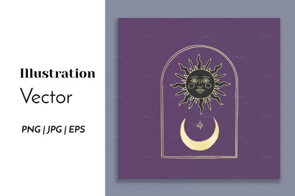 Mystic Sun and Crescent Sublimation: A Celestial Design Asset