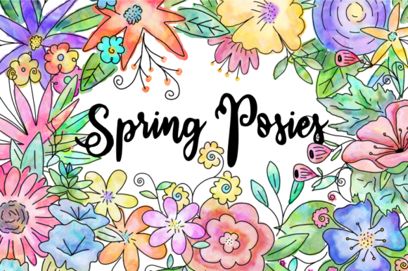 Spring Floral Watercolor Posy Bouquets