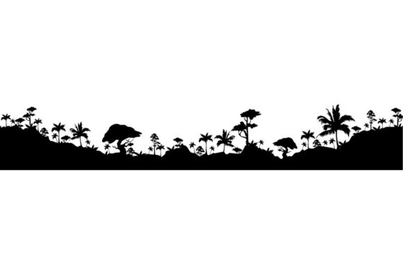 Tropical Landscape Black Silhouette Design