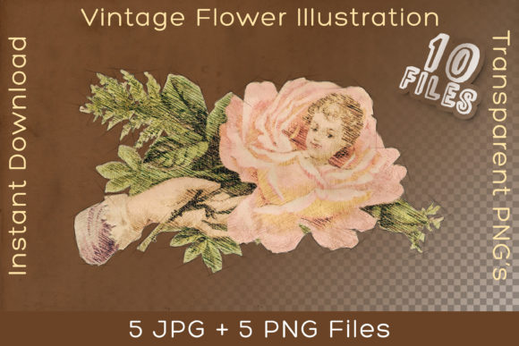 Vintage Flower Art Illustration for Makers
