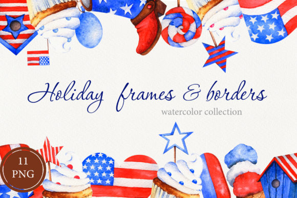 Watercolor Holiday Frames and Borders