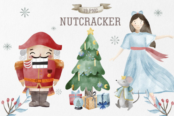 Watercolor Vintage Nutcracker Clipart for Creative Projects