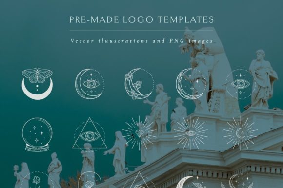 White Logo Elements Vector. Branding Kit