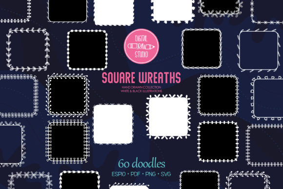 White Square Wreaths Frames and Borders