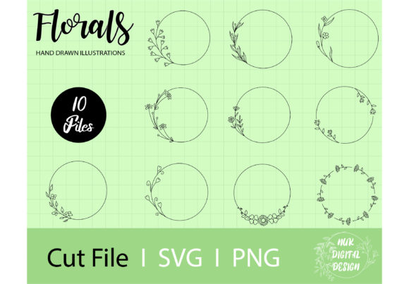 Wreaths Floral, Frames SVG,PNG Vol 3: Bringing Hand-Drawn Elegance to Your Projects