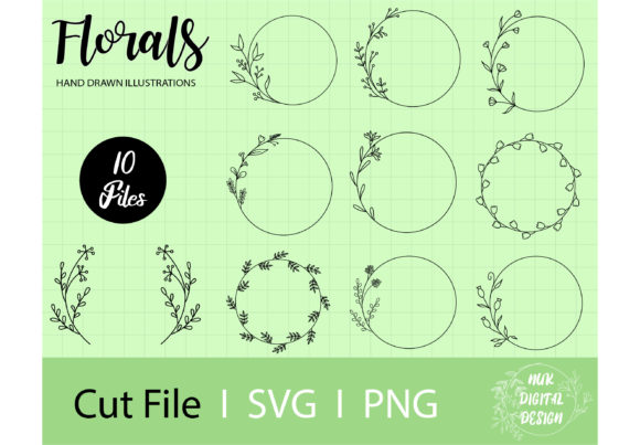 Wreaths Floral, Frames SVG,PNG Vol 4: Elevate Your Creative Projects with Hand-Drawn Elegance